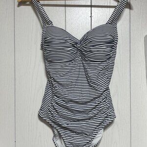 NIPTUCK Tummy Control Swimsuit Classic Nautical Navy & White Striped One-Piece